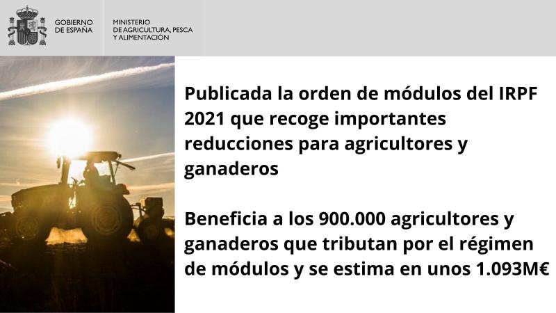 La reducción de módulos en el régimen de estimación agraria del IRPF 2021 en Aragón beneficia a productores de frutas y cereales y a los sectores ganaderos