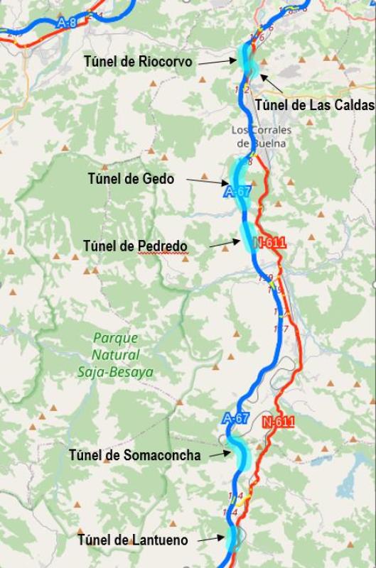 Mitma formaliza por 31,3 millones de euros las obras de adecuación de varios túneles de la A-67 y de la N-611, en Cantabria