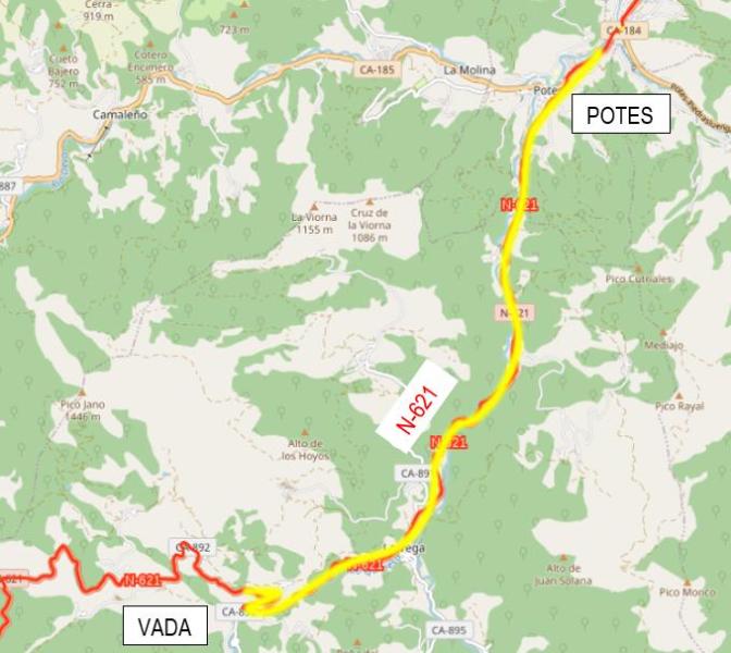 Mitma adjudica la redacción del proyecto de acondicionamiento de 11 kilómetros de la N-621 entre Vada y Potes