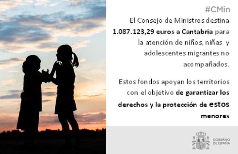 El Gobierno destina más de 1 millón de euros a Cantabria para la atención de niños, niñas y adolescentes migrantes no acompañados