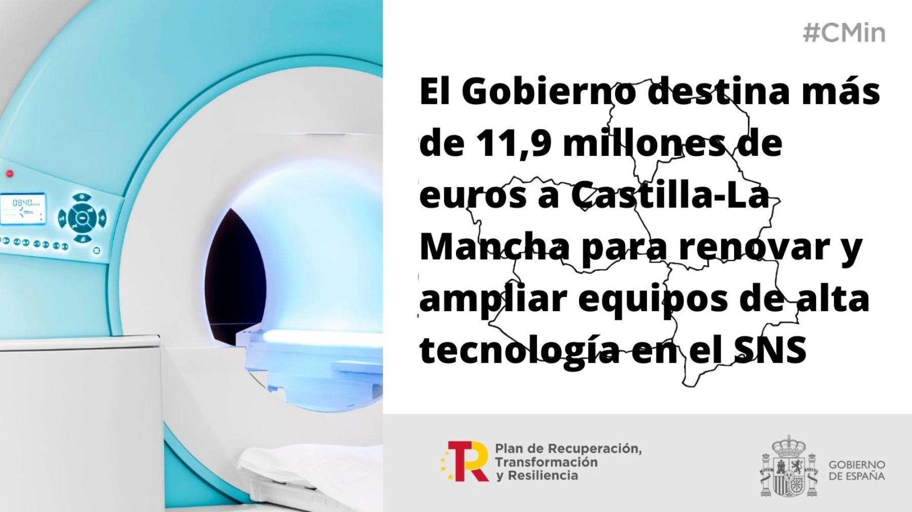 El Gobierno destina más de 11,9 millones de euros a Castilla-La Mancha para renovar y ampliar equipos de alta tecnología en el SNS
