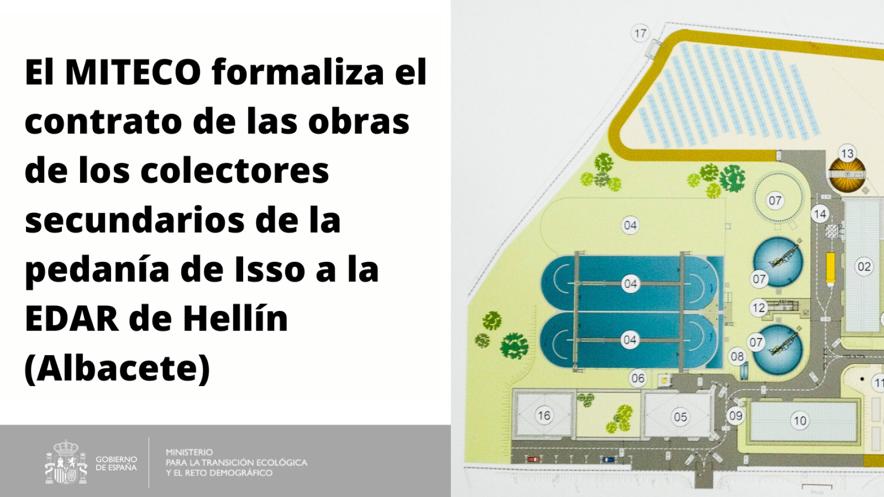 El MITECO formaliza el contrato de las obras de los colectores secundarios de la pedanía de Isso a la EDAR de Hellín (Albacete)